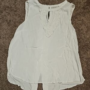 White Sleeveless Blouse with Bib Collar